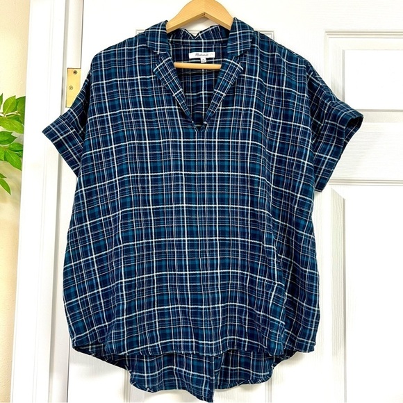MADEWELL Swenson Popover Shirt in Morefield Plaid boxy cropped boho women’s M - Picture 1 of 12